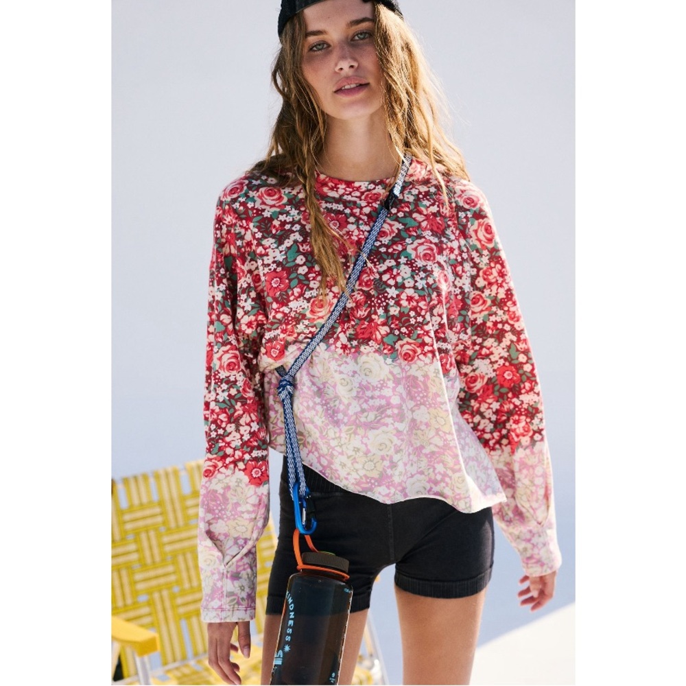 NWT FP Movement Inspire Printed Layer Faded Poppy Red Large